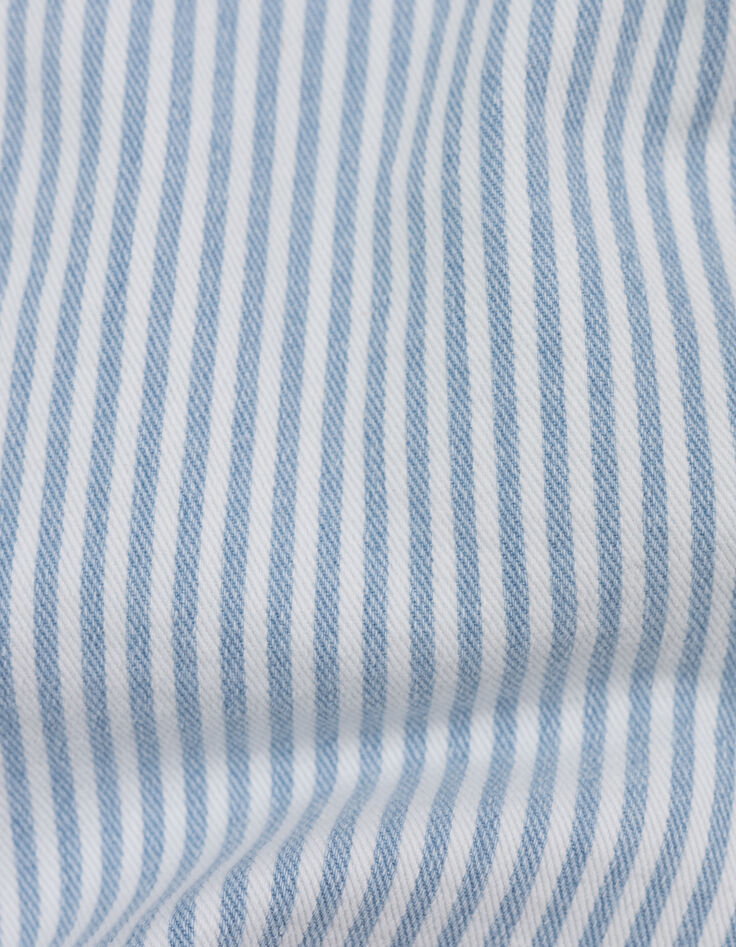 Short en jean blanc rayures bleues fille-10