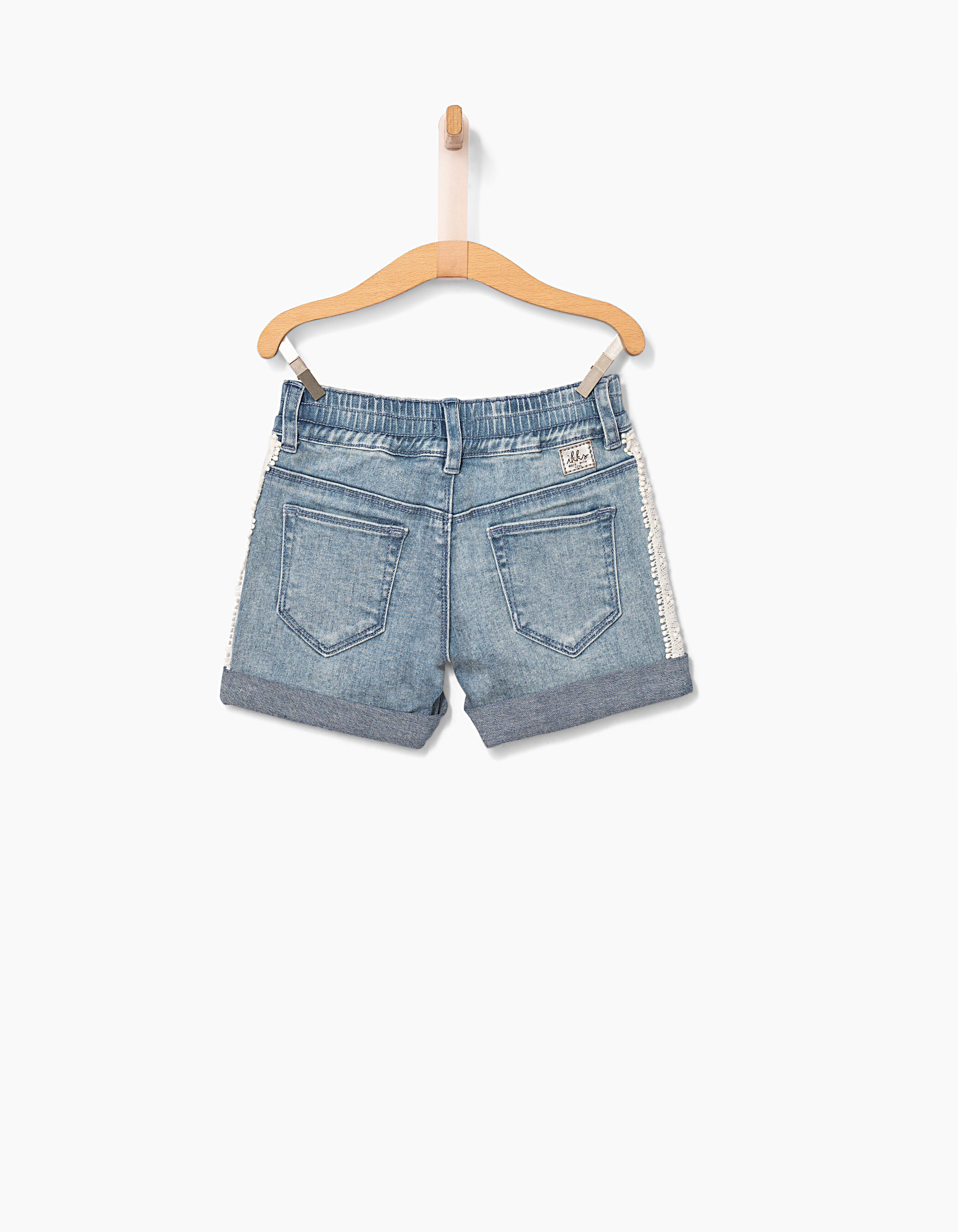 Short en jean blue bleach dentelle fille