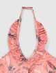 Maillot de bain 2 pièces corail foncé Surf recyclé fille-7