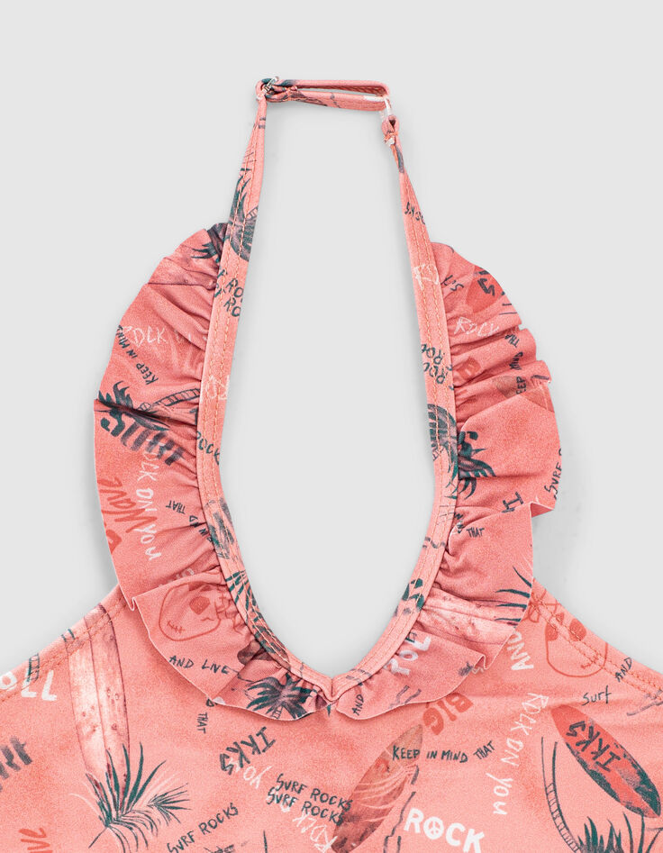 Maillot de bain 2 pièces corail foncé Surf recyclé fille-7