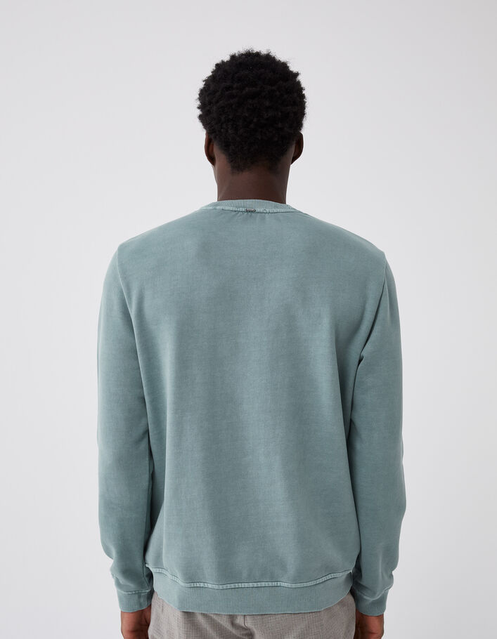 Aquagrünes Herrensweatshirt mit Stickerei an der Brust - IKKS