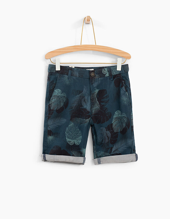 Marineblaue Jungenbermudas mit Blätterprint  - IKKS