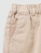 Pantalón jogger loose beige detalles pana niño-4