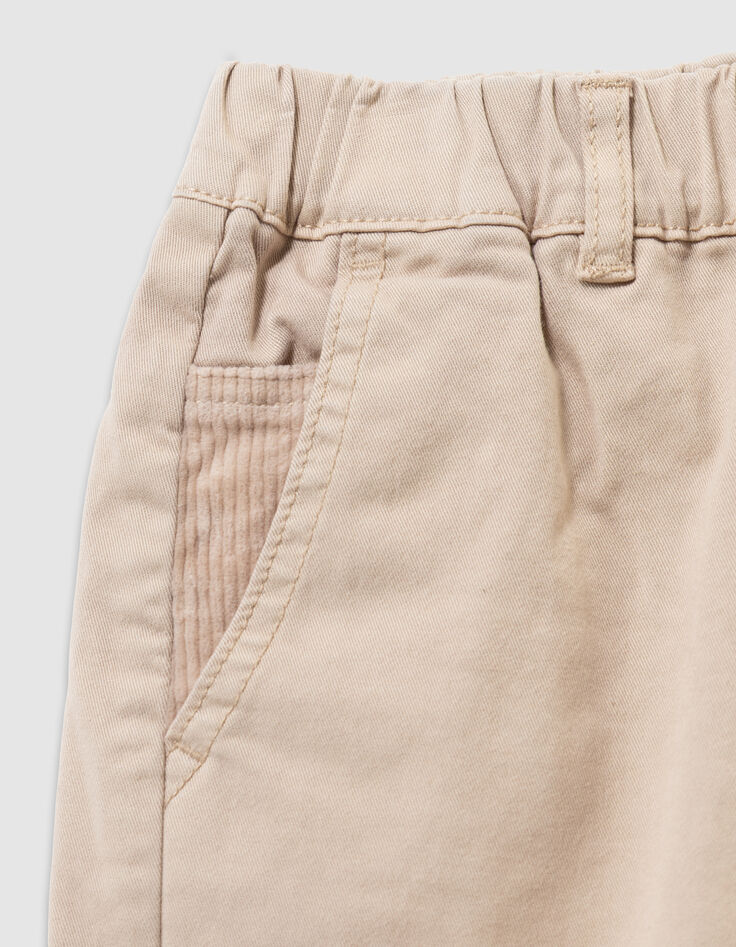 Pantalón jogger loose beige detalles pana niño-4