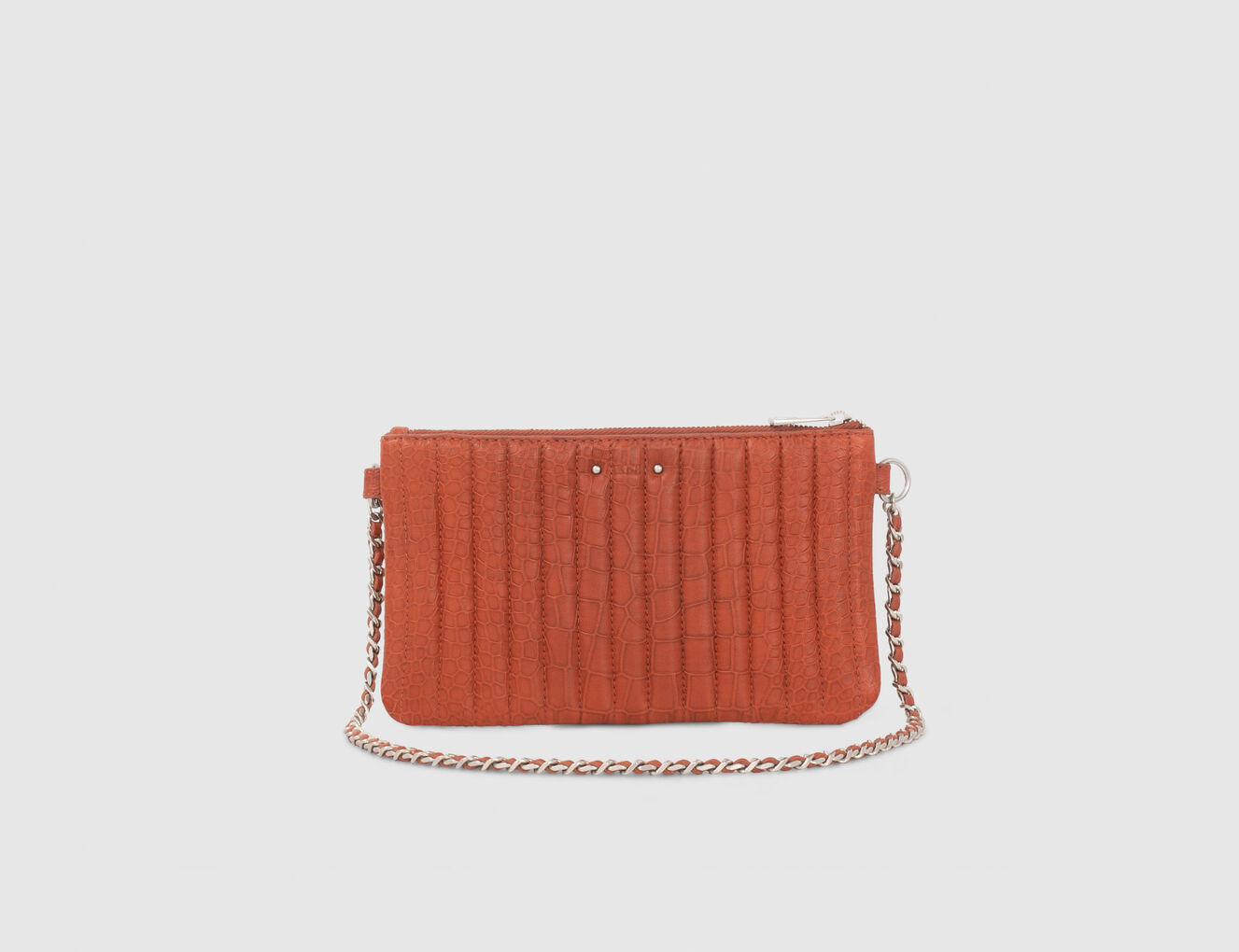 Women's orange croc-embossed leather WEST VILLAGE 111 bag-7