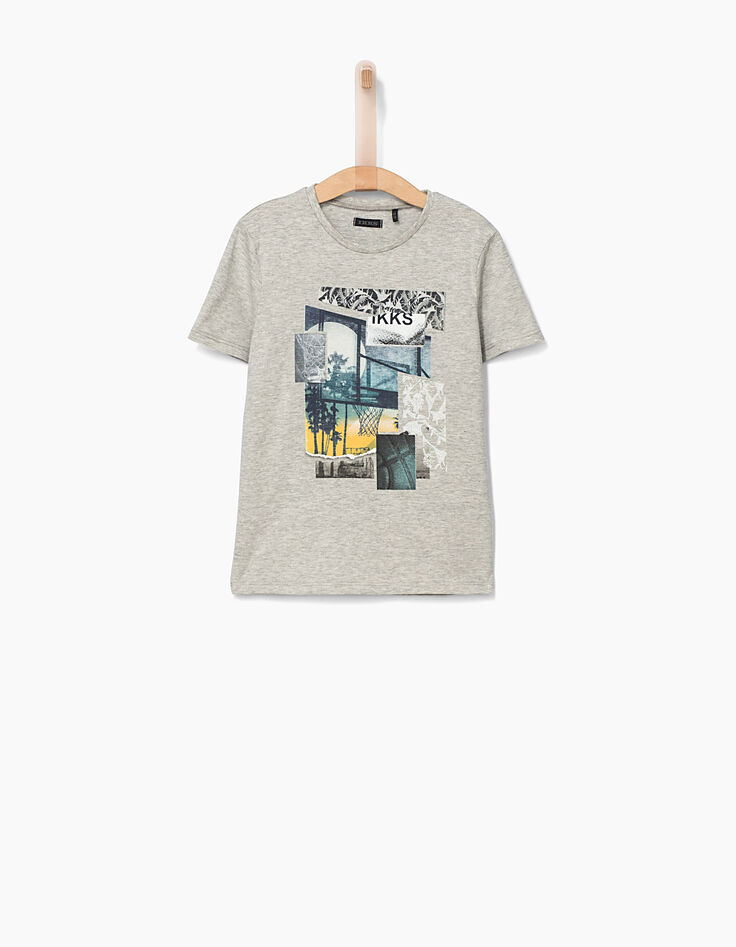 Graues Jungen-T-Shirt mit Basketball -2