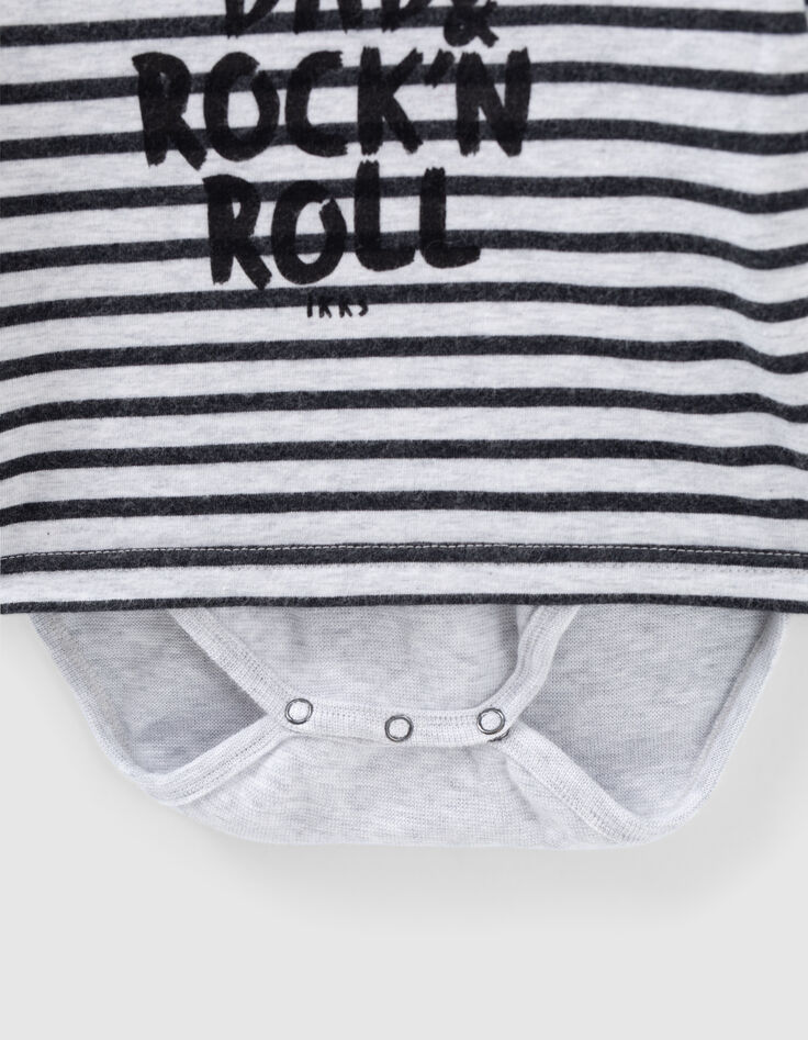 Baby’s putty marl organic cotton bodysuit with ruffles-4