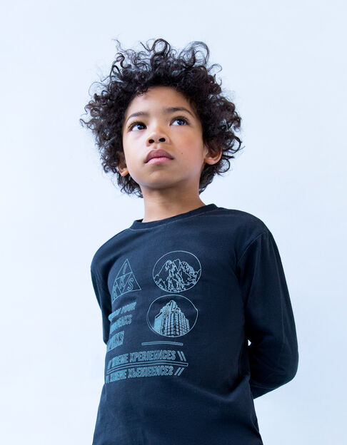 Schwarzes Jungenshirt mit reflektierenden Tinten-Noppen