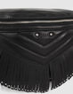Women’s black leather fringed 1440 Belt Pocket bag-3