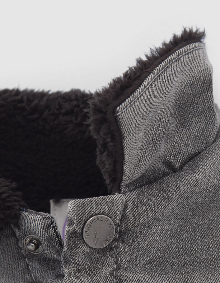 Baby boys’ grey fur-lined denim jacket, embroidered back-8