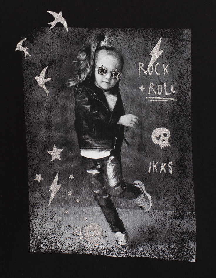 Schwarzes M&auml;dchenshirt mit Mini-Rockerin-4