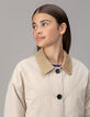 Beige trenchcoat fluwelen kraag meisjes-3