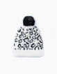 Girls’ off-white, black and grey leopard beanie-4