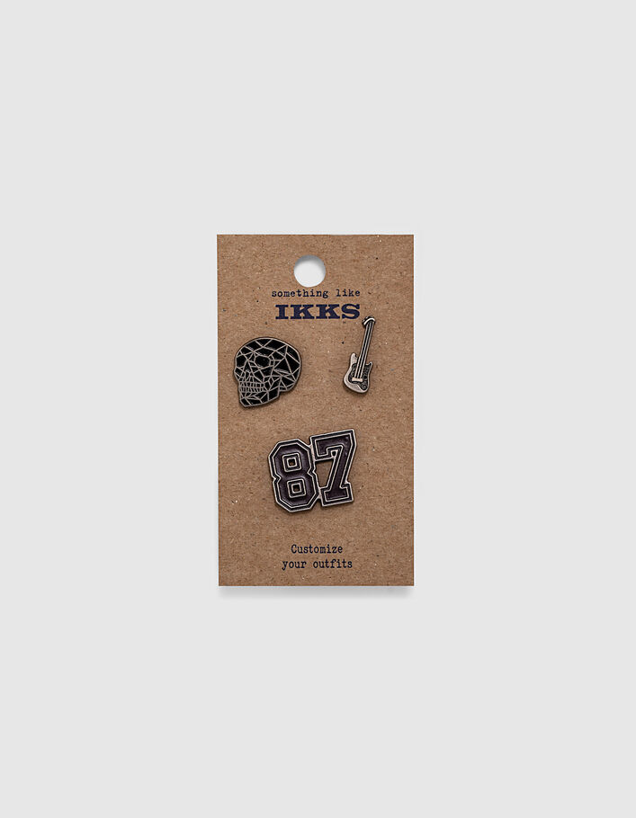 Boys’ black metal Rock pin badge-2