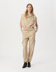 Top sans manches beige col montant bas élastiqué Femme-1