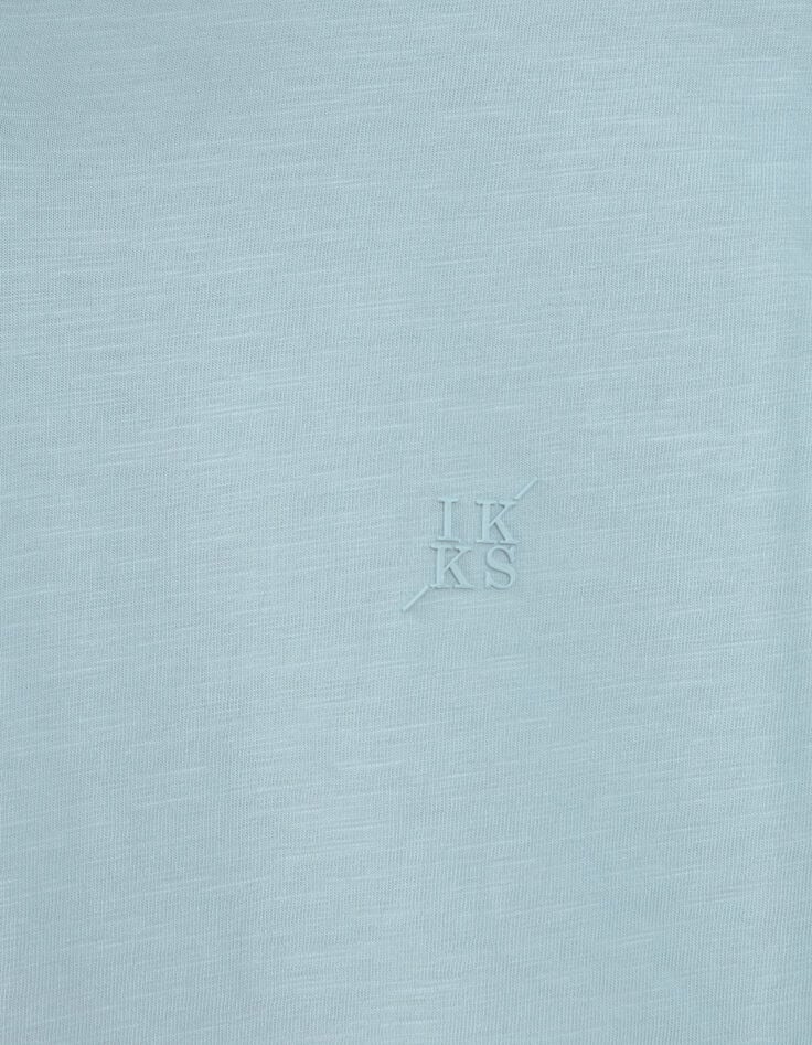 Herrenpoloshirt REGULAR, hellblau, Biowolle, geflammt-8