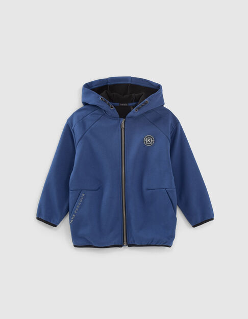 Felblauw sweatvest tweezijdig met kap jongens 