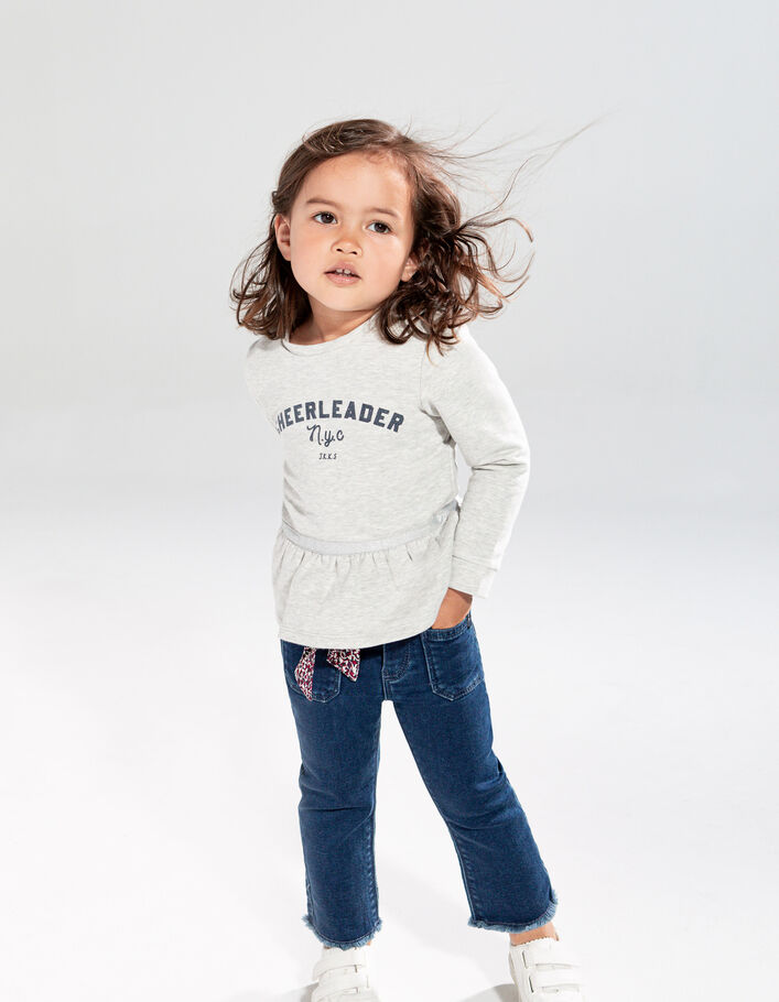 Baby girls’ grey sweatshirt, peplum/heart elbow patches