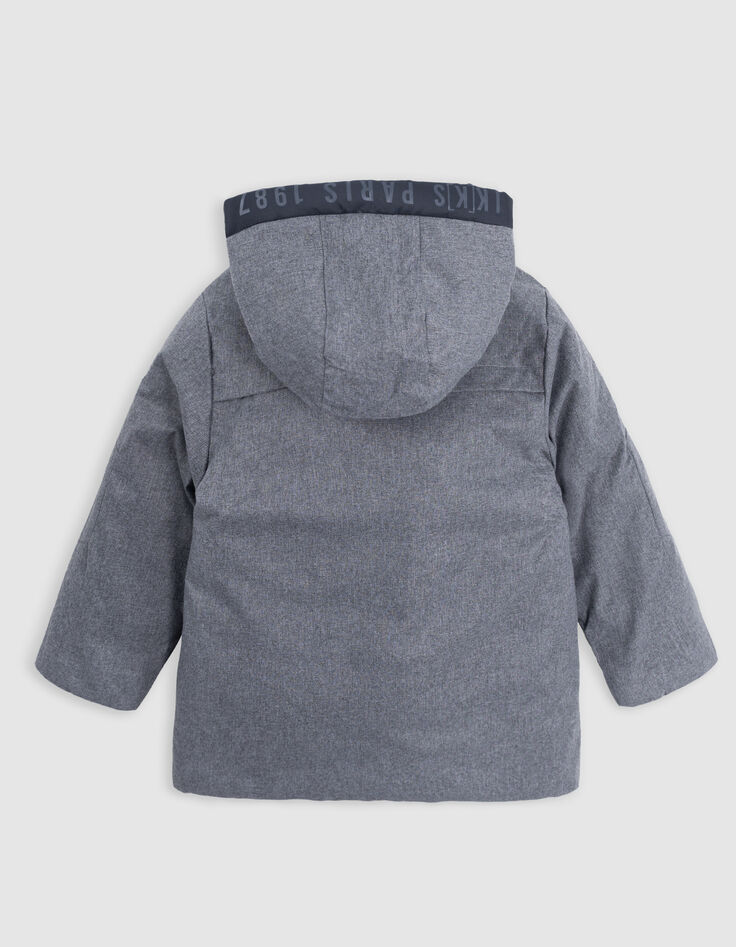 Reversible light and dark grey quilted parka for boys-5