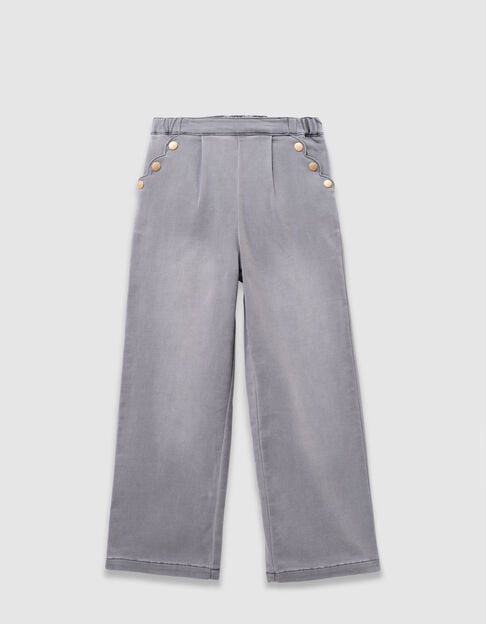 Grijze wideleg jeans drukknopen zakken meisjes - IKKS