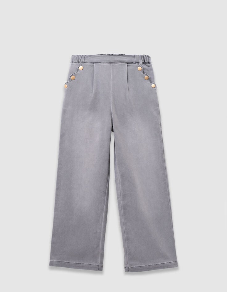 Grijze wideleg jeans drukknopen zakken meisjes-1