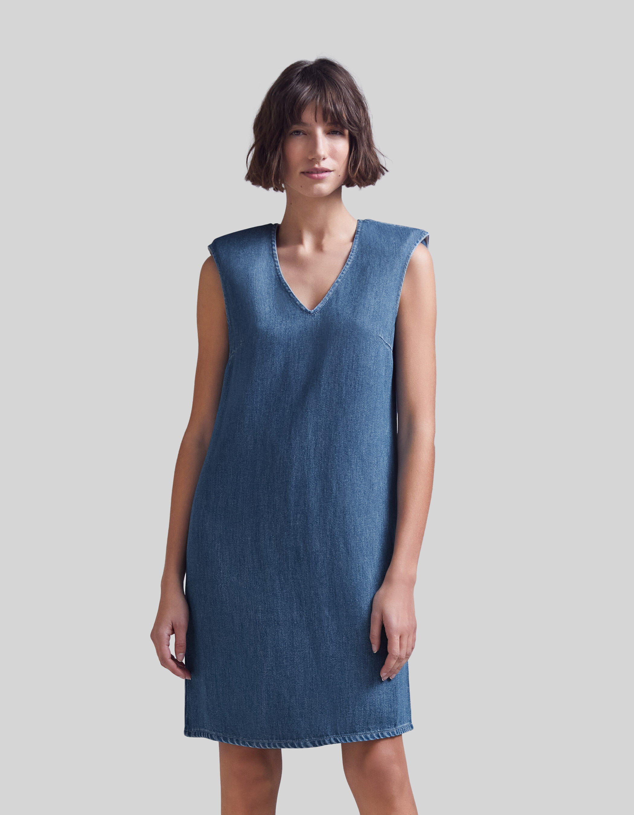 Women s azure blue Lyocell baggy dress IKKS