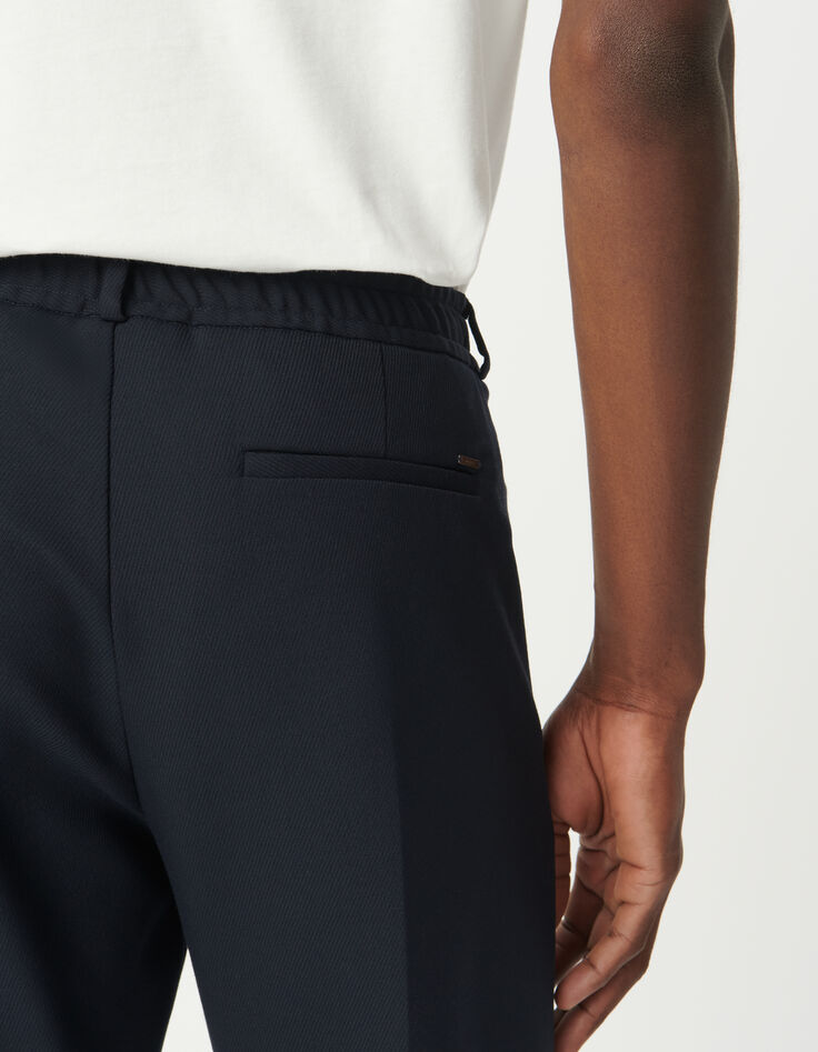 Men’s navy suit trousers with elasticated back-5