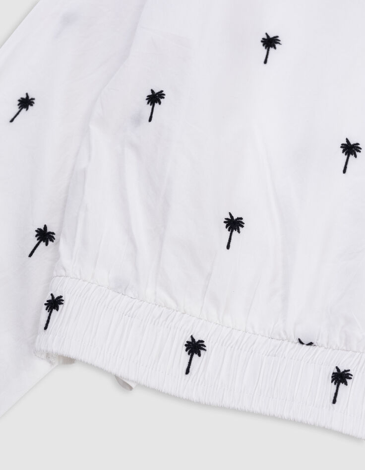 Camisa blanca cropped bordados palmeras niña-8