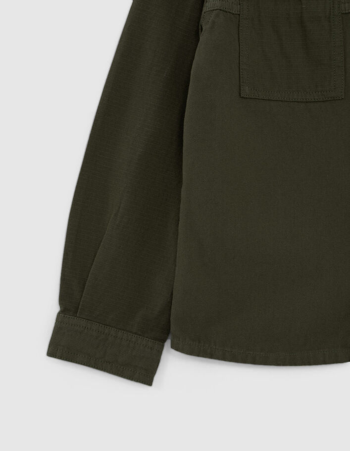 Boys’ khaki corduroy and canvas mixed fabric shirt-6