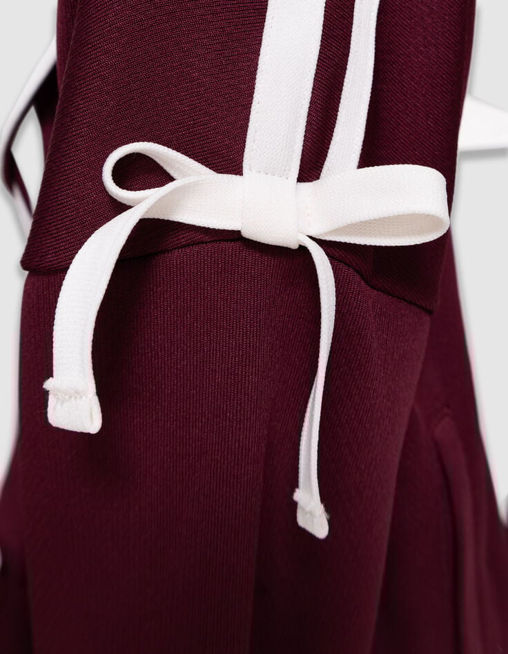 Cardigan zippé bordeaux noeuds écrus fille-9