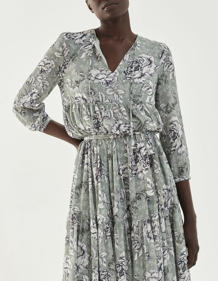 Robe ample matière recyclée imprimé floral vintage femme-1