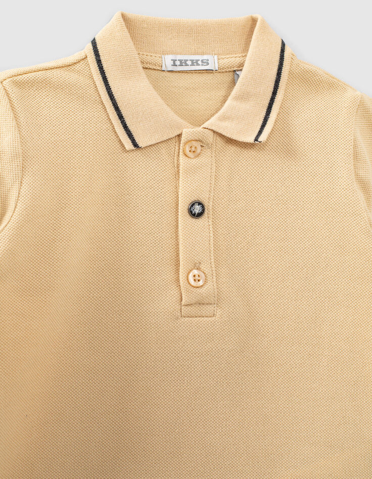 Set beige polo en bio sweatshort babyjongens   -3