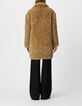 Manteau beige &agrave; poils longs Femme-3