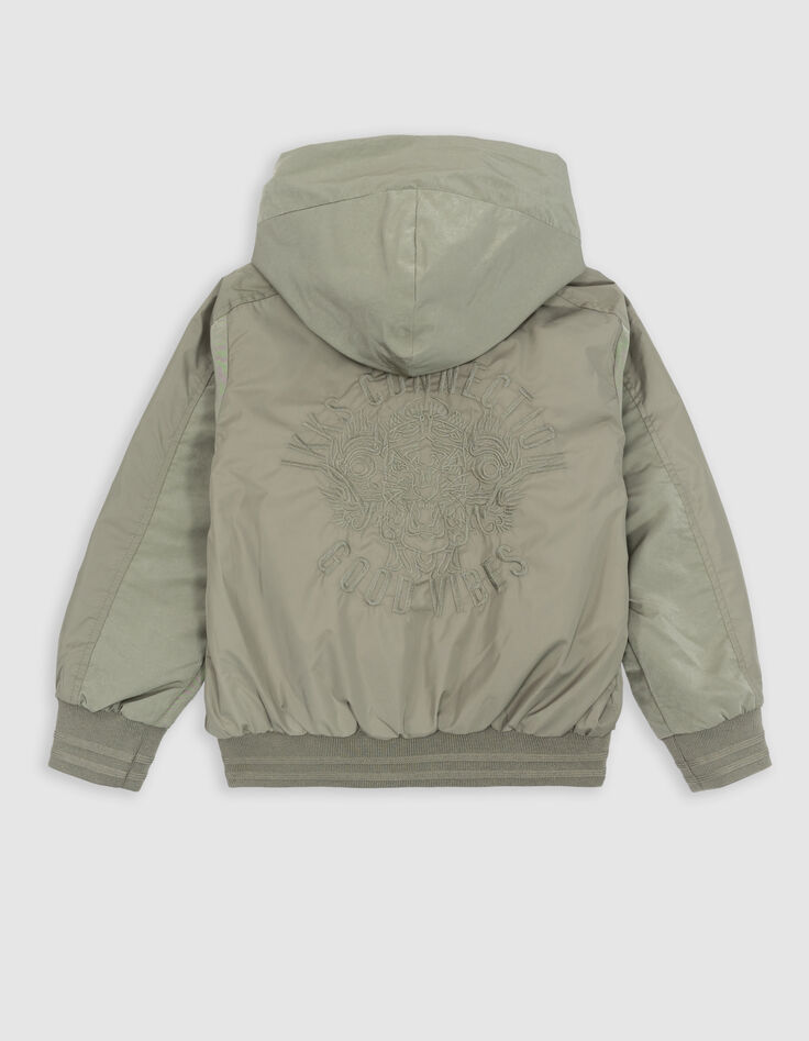 Reversible khaki and beige jacket for boy-6