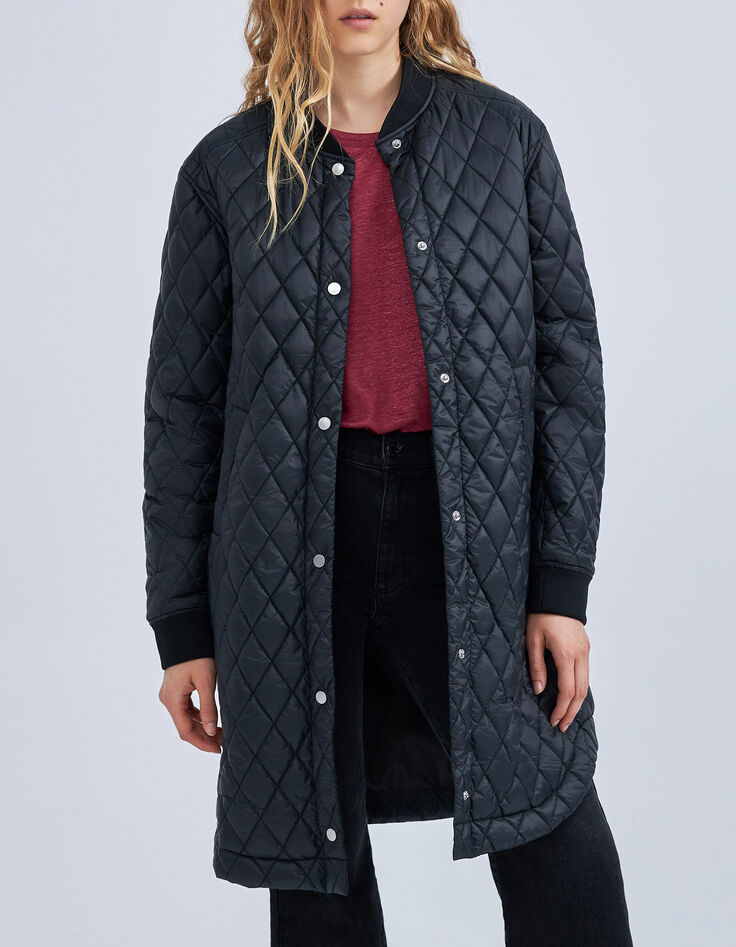 Schwarze, halblange Damensteppjacke-2 Schwarze, halblange Damensteppjacke-2