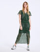 Grünes Maxikleid mit Leo-Print-2