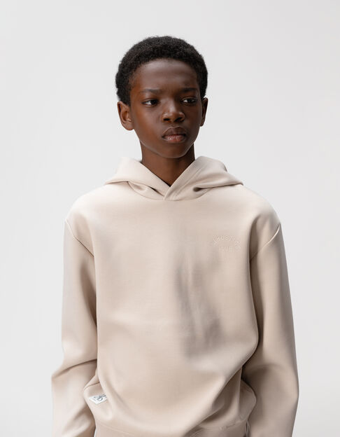 Sweat à capuche beige message embossé dos garçon - IKKS