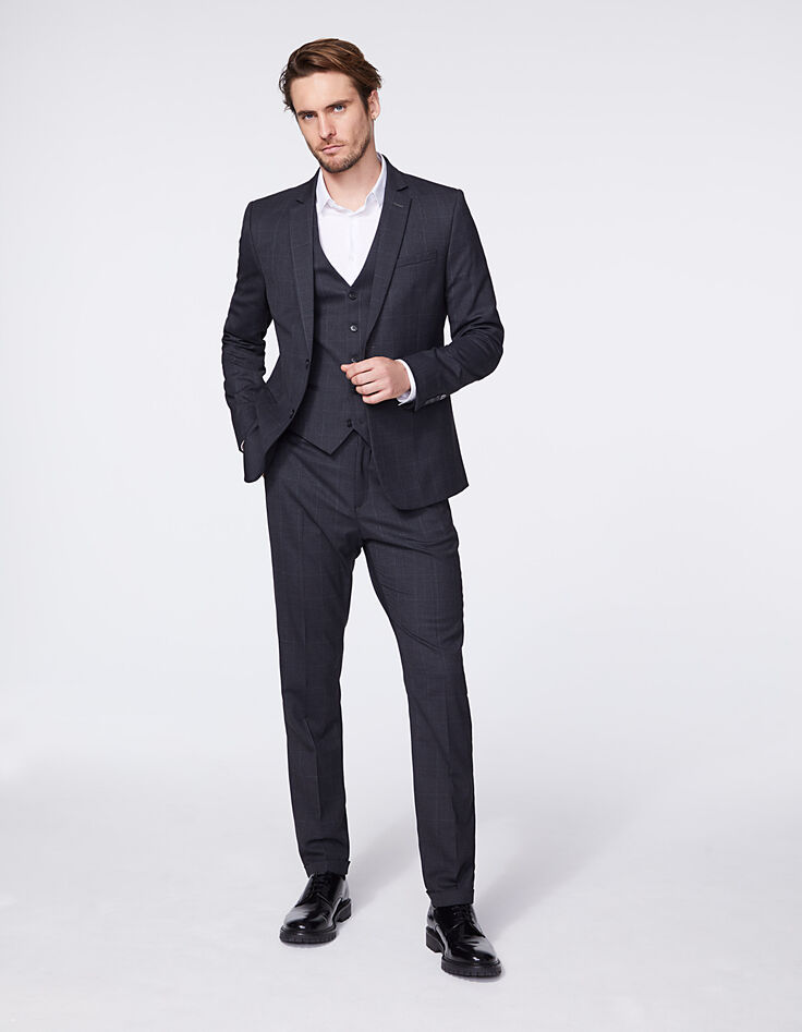 Men’s mouse grey check suit jacket-7