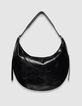 Sac demi-lune noir cuir glacé Allane Femme-1
