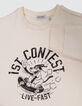 Camiseta blanca mensaje skater niño-5