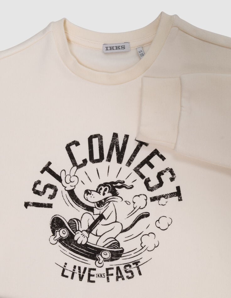 Boys’ white organic cotton T-shirt, slogan, skateboarder-5 Boys’ white organic cotton T-shirt, slogan, skateboarder-5