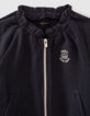 Marineblaue Mädchensweatjacke mit elastischem Ausschnitt-4