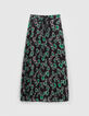 Langer, schwarzer Damenrock mit Maxi-Blumenprint-5