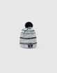 Gorro blanco raya negra bordado lentejuelas niña-5