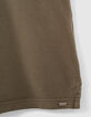 Boys’ dark khaki letter embroidery organic polo shirt-4