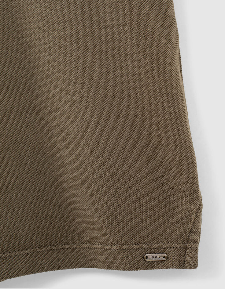 Boys’ dark khaki letter embroidery organic polo shirt-4 Boys’ dark khaki letter embroidery organic polo shirt-4