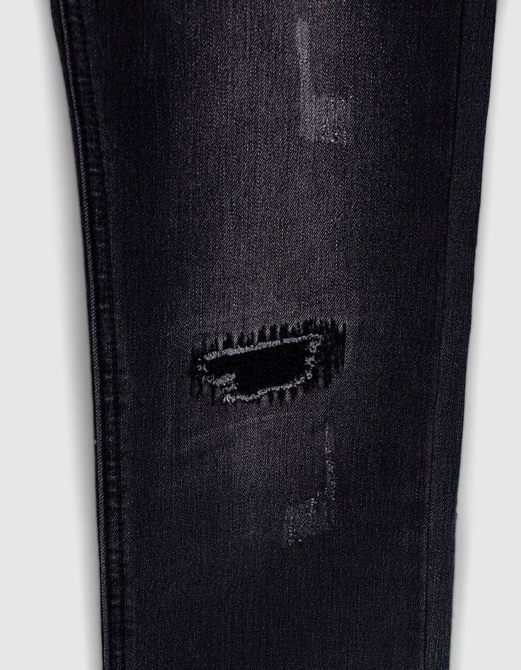 Boys’ worn-out black slim jeans with repaired holes-5 Boys’ worn-out black slim jeans with repaired holes-5