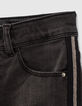 Black Used Slim-Mädchenjeans mit Seitenbändern-4