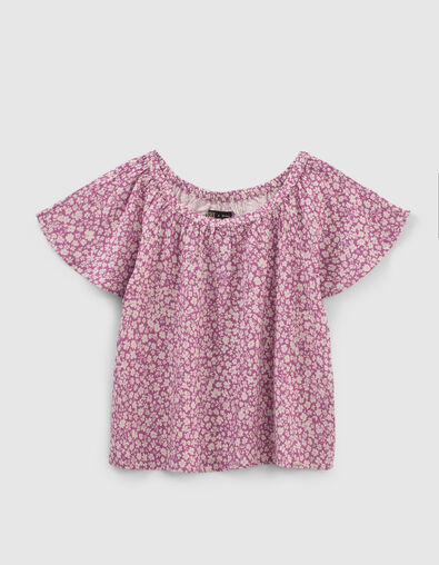 Girls’ violet daisy print LENZING™ ECOVERO™ viscose blouse - IKKS