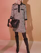 Vestido camisero tweed flecos blanco y negro mujer-6
